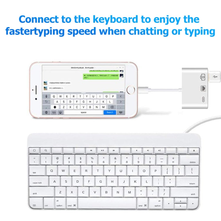 كابل محول فيديو رقمي NK-107 3 في 1 منافذ أنثى إيثرنت + USB + شحن 8 دبابيس إلى ذكر 8 دبابيس OTG