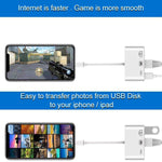 كابل محول فيديو رقمي NK-107 3 في 1 منافذ أنثى إيثرنت + USB + شحن 8 دبابيس إلى ذكر 8 دبابيس OTG