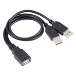 كابل USB أنثى إلى 2 USB ذكر، الطول: حوالي 30 سم