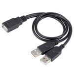 كابل USB أنثى إلى 2 USB ذكر، الطول: حوالي 30 سم