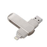 فلاش ديسك دوار معدني 3 في 1 من Richwell بسعة 128 جيجابايت Micro USB + 8 دبابيس + USB 3.0 مع وظيفة OTG، 128 جيجابايت