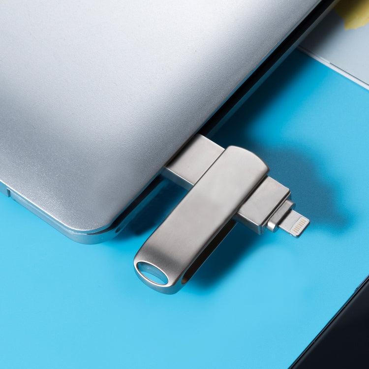 ذاكرة فلاش دوارة معدنية Richwell 3 في 1 بسعة 16 جيجابايت Micro USB + 8 Pin + USB 3.0 مع وظيفة OTG