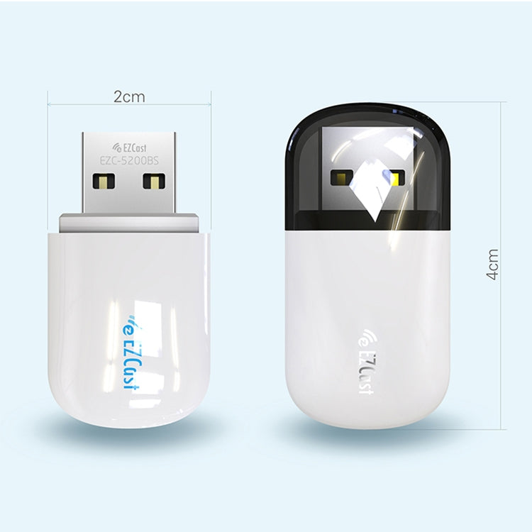 محول لاسلكي EZCast EZC-5200BS بسرعة 600 ميجابت في الثانية، مزدوج النطاق، واي فاي + بلوتوث، USB 2.0