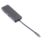 محول 8 في 1 من Type-C إلى HDMI + USB 3.0 + USB 3.0 + Type-C + LAN + VGA + قارئ بطاقات TF/SD