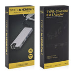 محول 8 في 1 من Type-C إلى HDMI + USB 3.0 + USB 3.0 + Type-C + LAN + VGA + قارئ بطاقات TF/SD