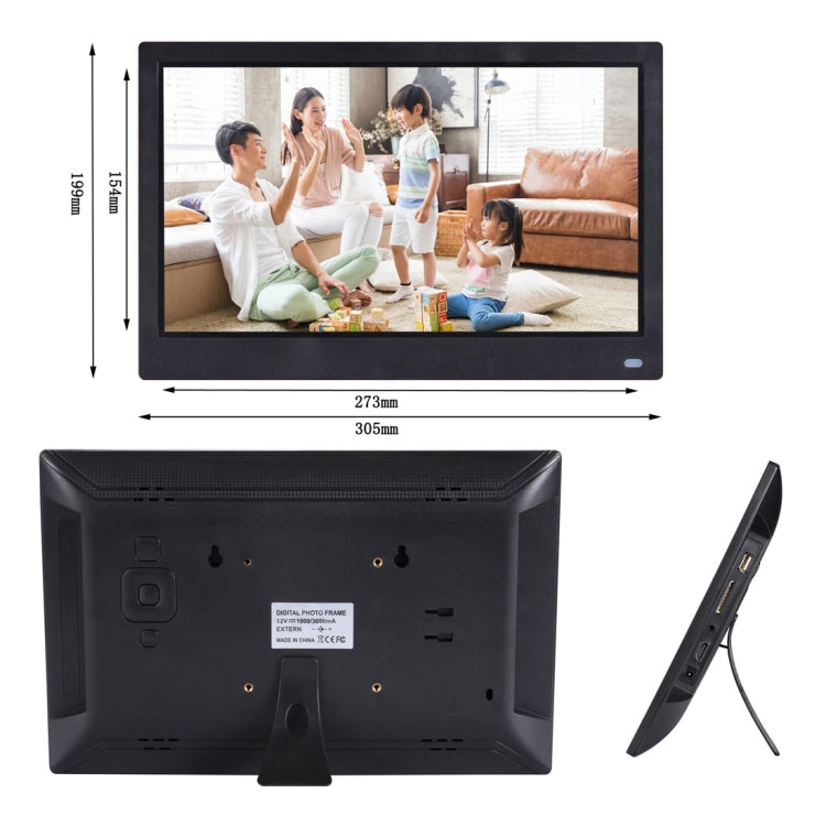 إطار صور رقمي بشاشة LED FHD بحجم 12.5 بوصة مع حامل وجهاز تحكم عن بعد، برنامج MSTAR V56، يدعم إدخال USB / بطاقة SD