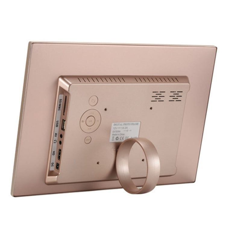 إطار صور رقمي بشاشة LED عالية الدقة 1280x800 مقاس 13.3 بوصة HSD1303 مع حامل وتحكم عن بعد، يدعم بطاقة SD / MMC / MS / منفذ USB، قابس UK (ذهبي)، HSD1303 13.3 بوصة