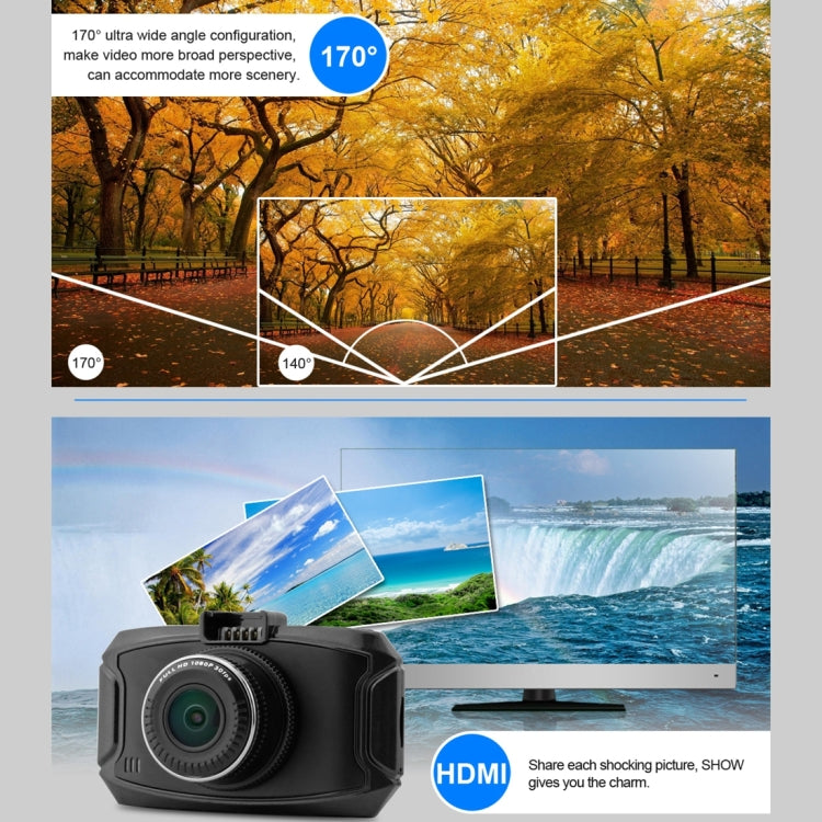 GS90C Car DVR Camera 2.7 inch LCD Screen HD 2304 x 1296P 170 Degree Wide Angle Viewing, Support Motion Detection / TF Card / G-Sensor / HDMI, GS90C