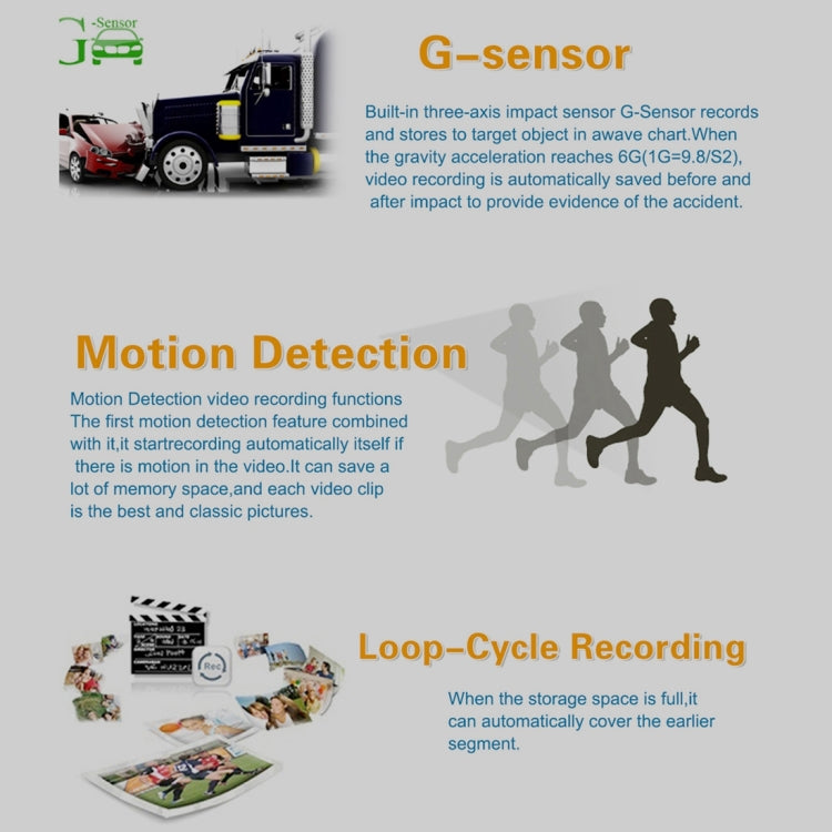 GS90C Car DVR Camera 2.7 inch LCD Screen HD 2304 x 1296P 170 Degree Wide Angle Viewing, Support Motion Detection / TF Card / G-Sensor / HDMI, GS90C