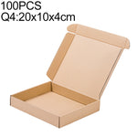100 PCS Kraft Paper Shipping Box Packaging Box, Size: Q4, 20x10x4cm, 20x10x4cm