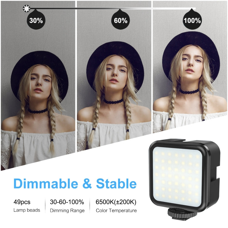 PULUZ U/C Shape Portable Handheld DV Bracket Stabilizer + LED Fill Light Kit with Cold Shoe Tripod Head for All SLR Cameras and Home DV Camera, C-Shaped Bracket + Fill Light