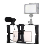 PULUZ 2 in 1 Live Broadcast Smartphone Video Rig + Microphone Kits for iPhone, Galaxy, Huawei, Xiaomi, HTC, LG, Google, and Other Smartphones, Vlogging Rig+Mic