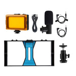 PULUZ 3 in 1 Vlogging Live Broadcast LED Selfie Light Smartphone Video Rig Kits with Microphone + Cold Shoe Tripod Head for iPhone, Galaxy, Huawei, Xiaomi, HTC, LG, Google, and Other Smartphones, 3-in-1, 3-in-1(Red), 3-in-1(US)