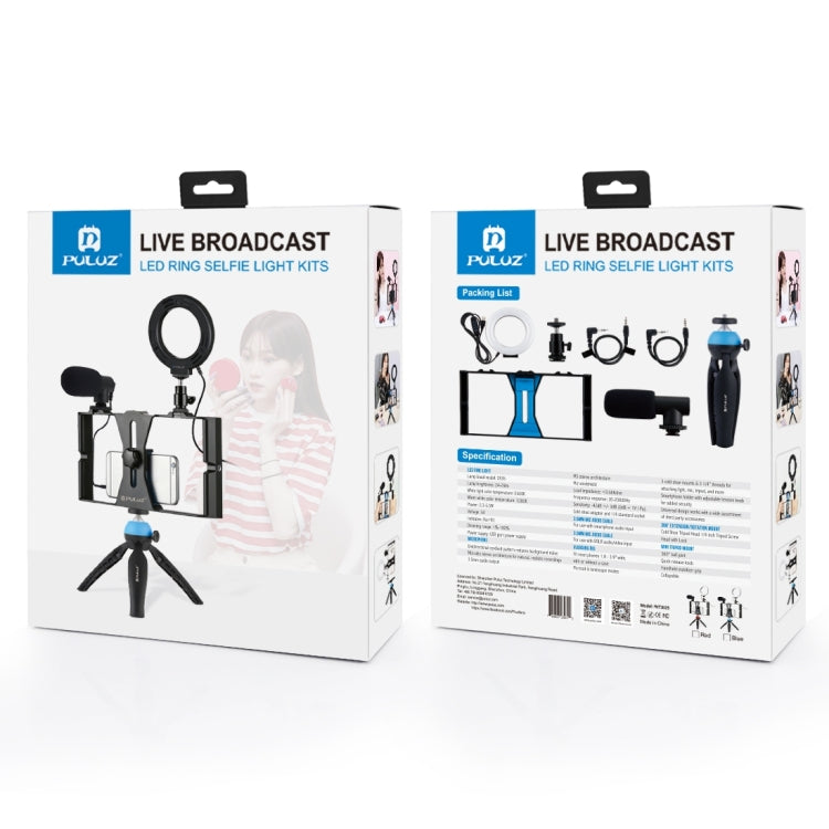PULUZ 4 in 1 Vlogging Live Broadcast Smartphone Video Rig + 4.7 inch 12cm Ring LED Selfie Light Kits with Microphone + Tripod Mount + Cold Shoe Tripod Head for iPhone, Galaxy, Huawei, Xiaomi, HTC, LG, Google, and Other Smartphones, 4 in 1 Ring LED