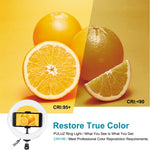حلقة ضوء LED من PULUZ بقياس 7.9 بوصة 20 سم مع إضاءة RGBW وقاعدة دائرية قابلة للتعتيم، ضوء LED منحني بدرجتي حرارة لون، إضاءة تصوير سيلفي وفلوغ مع مشبك للهاتف، 7.9 بوصة + قاعدة دائرية