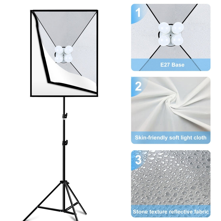 PULUZ Softbox Lighting Kit 2 PCS 50x70cm Professional Photo Studio Photography Light Equipment with 8 x E27 20W E27 Socket Bulb Photography Lighting Kit for Filming Portrait Shooting / Fashion Advertising Photography, 2 PCS 4 x Bulb Kit EU Plug        ...
