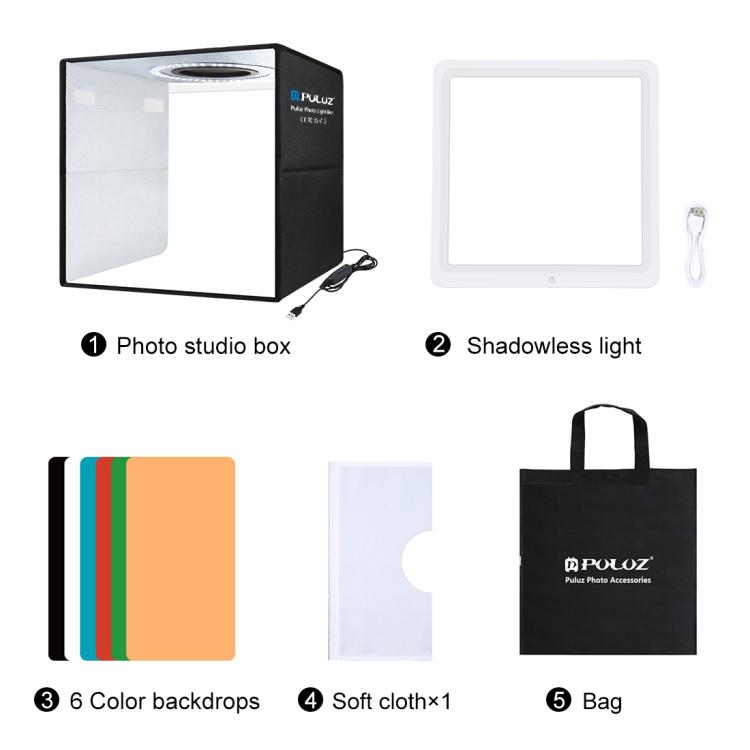 PULUZ 30cm Folding Ring Light Photo Lighting Studio Shooting Tent Box with Shadowless Light Panel, 30cm Box + Shadowless Light
