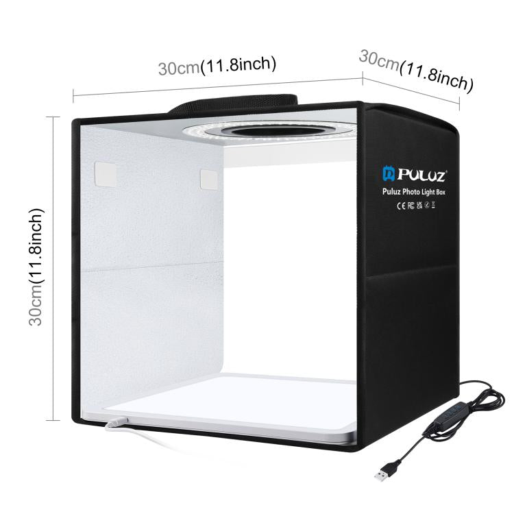 PULUZ 30cm Folding Ring Light Photo Lighting Studio Shooting Tent Box with Shadowless Light Panel, 30cm Box + Shadowless Light
