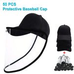 50 PCS Anti-Saliva Splash Anti-Spitting Anti-Fog Anti-Oil Protective Baseball Cap Mask Removable Face Shield, Baseball Cap Mask 50 Pack, 50 PCS Baseball Cap Mask/Red, 50 PCS Baseball Cap Mask/Blue