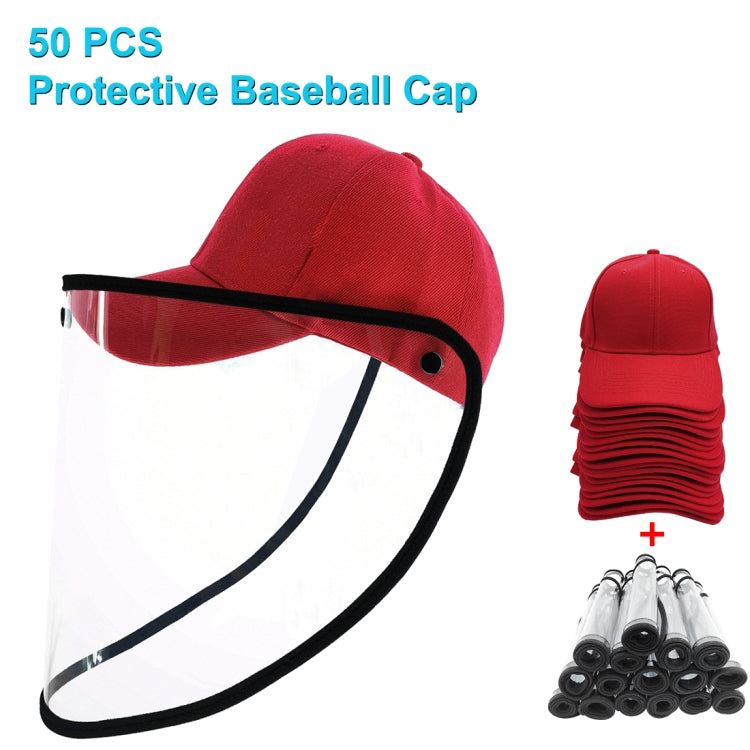 50 PCS Anti-Saliva Splash Anti-Spitting Anti-Fog Anti-Oil Protective Baseball Cap Mask Removable Face Shield, Baseball Cap Mask 50 Pack, 50 PCS Baseball Cap Mask/Red, 50 PCS Baseball Cap Mask/Blue