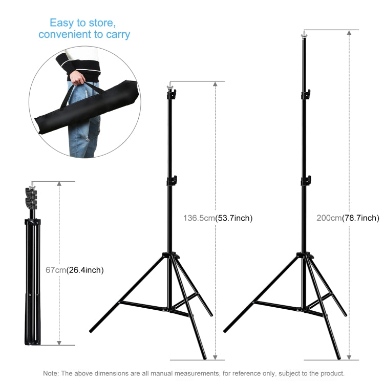 PULUZ 2x2m Photo Studio Background Support Stand Backdrop Crossbar Bracket Kit with Red / Blue / Green Backdrops, 2 x 2m(double stands)