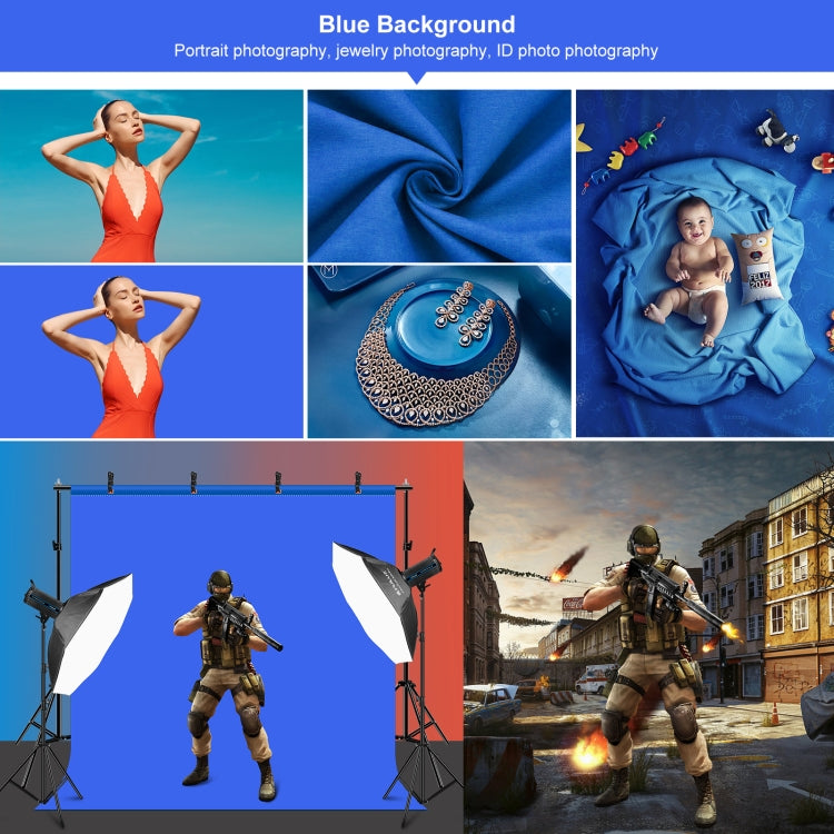 PULUZ 2x2m Photo Studio Background Support Stand Backdrop Crossbar Bracket Kit with Red / Blue / Green Backdrops, 2 x 2m(double stands)