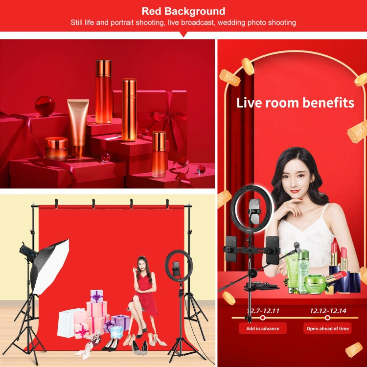 PULUZ 2x2m Photo Studio Background Support Stand Backdrop Crossbar Bracket Kit with Red / Blue / Green Backdrops, 2 x 2m(double stands)