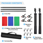 PULUZ 2x2m Photo Studio Background Support Stand Backdrop Crossbar Bracket Kit with Red / Blue / Green Backdrops, 2 x 2m(double stands)