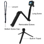 PULUZ 3-Way Grip Foldable Tripod Selfie-stick Extension Monopod for GoPro, Insta360 ONE R, DJI Osmo Action and Other Action Cameras, Length: 20-58cm, Length: 20-58cm