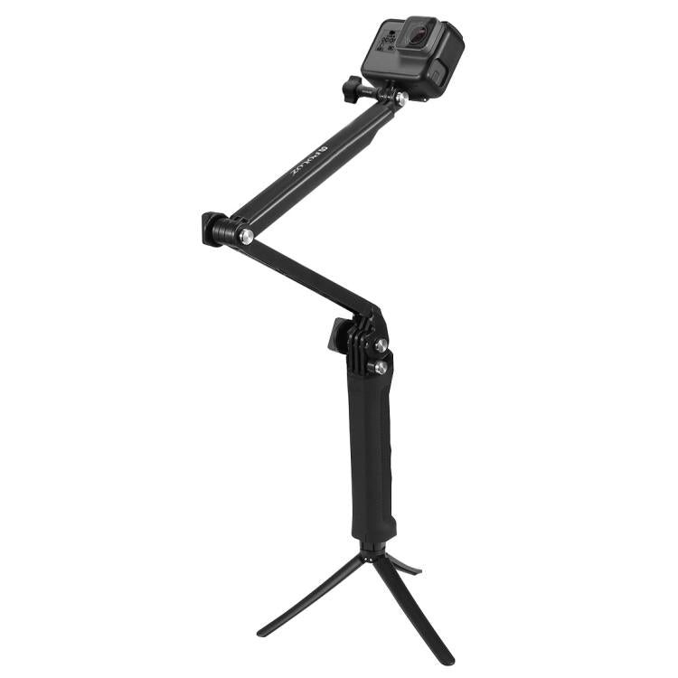 PULUZ 3-Way Grip Foldable Tripod Selfie-stick Extension Monopod for GoPro, Insta360 ONE R, DJI Osmo Action and Other Action Cameras, Length: 20-58cm, Length: 20-58cm