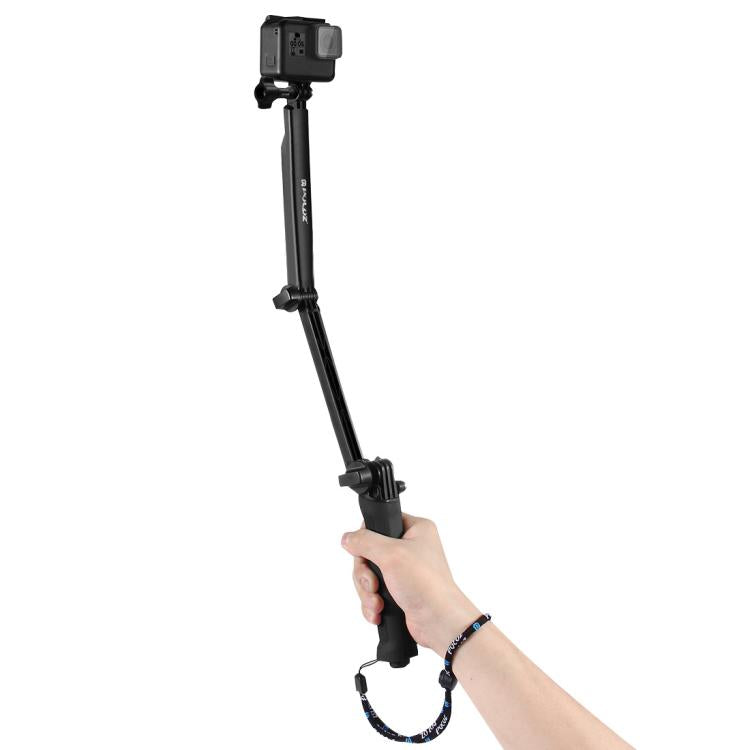 PULUZ 3-Way Grip Foldable Tripod Selfie-stick Extension Monopod for GoPro, Insta360 ONE R, DJI Osmo Action and Other Action Cameras, Length: 20-58cm, Length: 20-58cm