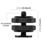 PULUZ Reinforced Hot Shoe 1/4 inch Screw Adapter with Double Nut for DSLR Cameras, GoPro HERO10 Black / HERO9 Black / HERO8 Black / HERO7 /6 /5 /5 Session /4 Session /4 /3+ /3 /2 /1, Xiaoyi and Other Action Cameras, Double Nut