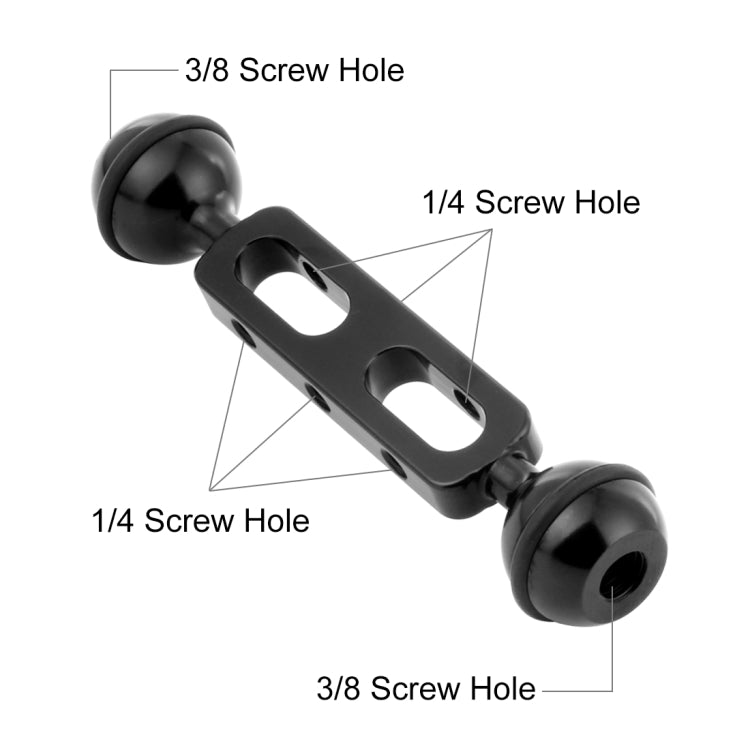 PULUZ 5.1 inch 13cm Aluminum Alloy Dual Balls Arm, Ball Diameter: 25mm, 5.1 inch (Black), 5.1 inch (Red)