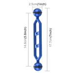 PULUZ 7.0 inch 17.7cm Aluminum Alloy Dual Balls Arm, Ball Diameter: 25mm, 7.0 inch (Blue), 7.0 inch (Red)