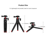 PULUZ Pocket Mini Metal Desktop Tripod Mount with 360 Degree Ball Head for DSLR & Digital Cameras, Adjustable Height: 11-21cm, Desktop Tripod with Head
