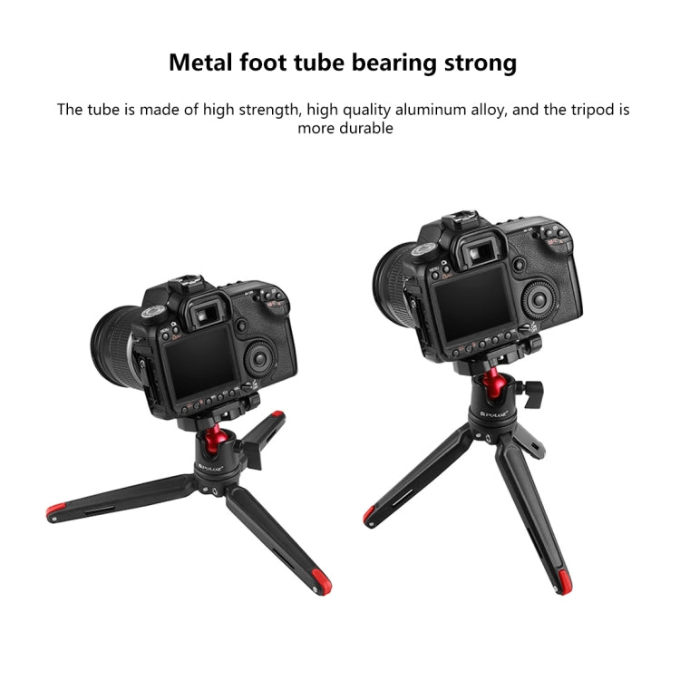 PULUZ Pocket Mini Metal Desktop Tripod Mount with 360 Degree Ball Head for DSLR & Digital Cameras, Adjustable Height: 11-21cm, Desktop Tripod with Head