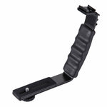 PULUZ L-Shape Bracket Handheld Grip Holder with Dual Side Cold Shoe Mounts for Video Light Flash, DSLR Camera, Bracket