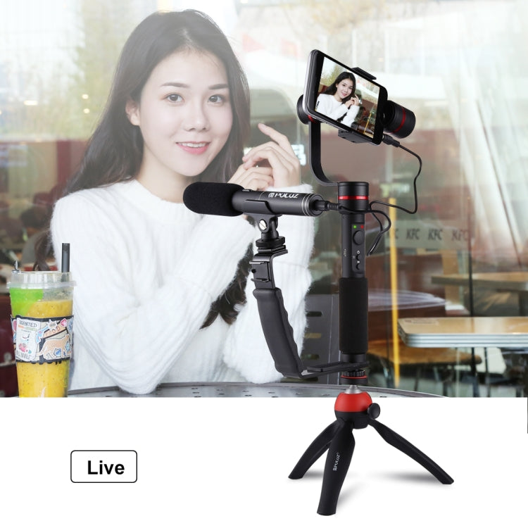 PULUZ L-Shape Bracket Handheld Grip Holder with Dual Side Cold Shoe Mounts for Video Light Flash, DSLR Camera, Bracket
