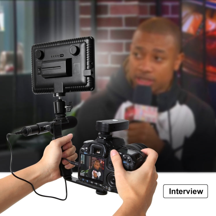 PULUZ L-Shape Bracket Handheld Grip Holder with Dual Side Cold Shoe Mounts for Video Light Flash, DSLR Camera, Bracket