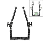 PULUZ Dual Handle Aluminium Tray Stabilizer with 2 x Dual Ball Aluminum Alloy Clamp & 2 x 7 inch Floating Arm for Underwater Camera Housings, 2 x Dual Ball(Black)