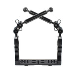 PULUZ Dual Handle Aluminium Tray Stabilizer with 2 x Dual Ball Aluminum Alloy Clamp & 2 x 7 inch Floating Arm for Underwater Camera Housings, 2 x Dual Ball(Black)