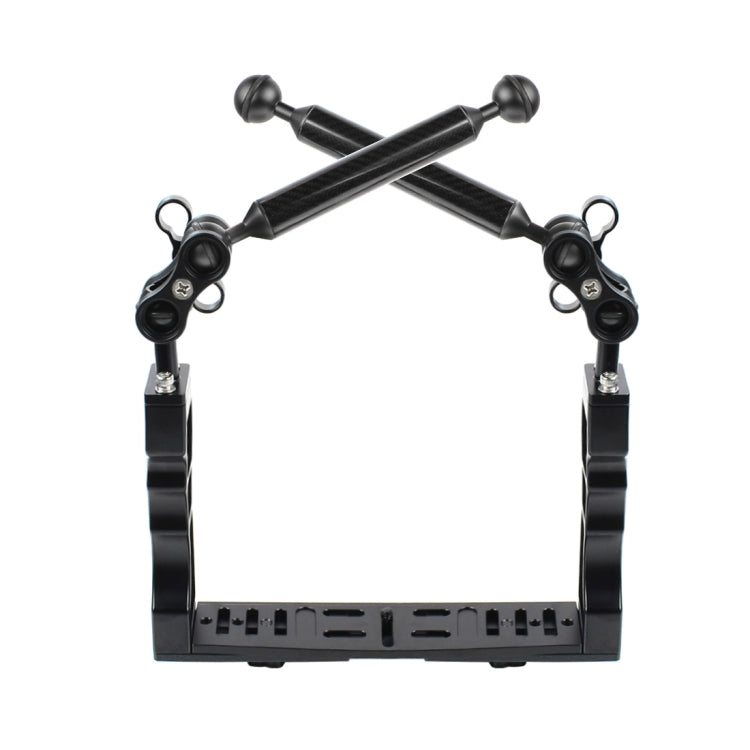 PULUZ Dual Handle Aluminium Tray Stabilizer with 2 x Dual Ball Aluminum Alloy Clamp & 2 x 7 inch Floating Arm for Underwater Camera Housings, 2 x Dual Ball(Black)