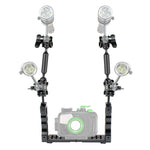 PULUZ Dual Handle Aluminium Tray Stabilizer with 2 x Dual Ball Aluminum Alloy Clamp & 2 x 7 inch Floating Arm for Underwater Camera Housings, 2 x Dual Ball(Black)