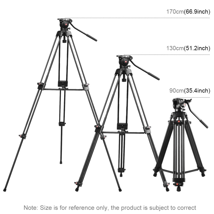 PULUZ Professional Heavy Duty Video Camcorder Aluminum Alloy Tripod with Fluid Drag Head for DSLR / SLR Camera, Adjustable Height: 80-160cm, 80-160cm Tripod