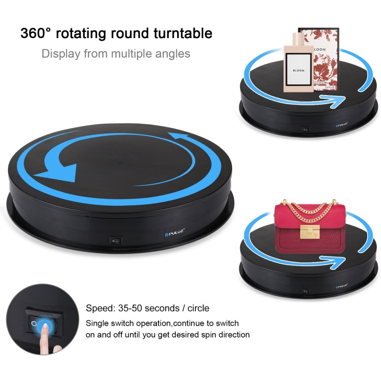 PULUZ 30cm USB Electric Rotating Turntable Display Stand Video Shooting Props Turntable for Photography, Load 10-20kg, 30cm Load Load 10-20kg  Black, 30cm Load Load 10-20kg White