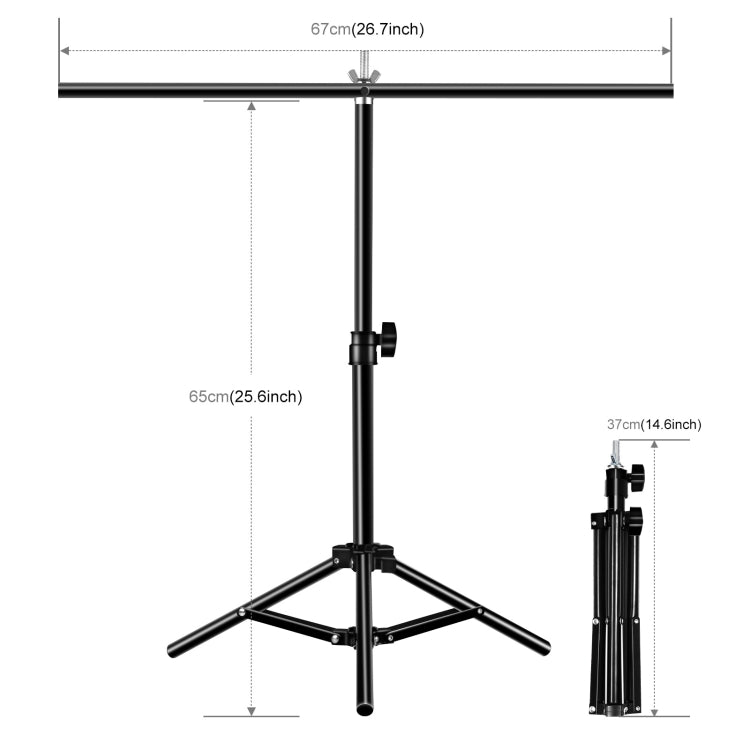 67cm T-Shape Photo Studio Background Support Stand Backdrop Crossbar Bracket with Clips, No Backdrop, Backdrop Stand