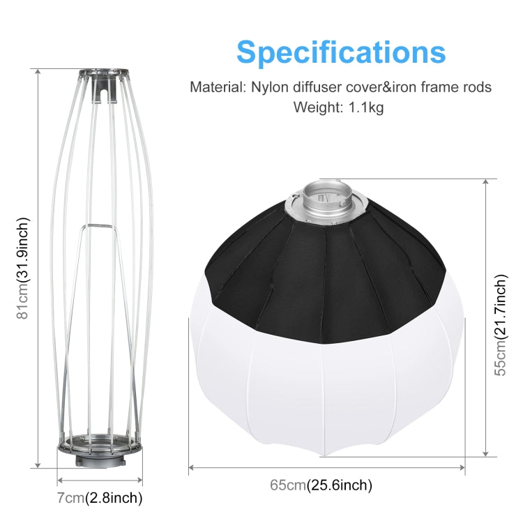 PULUZ Boîte à lumière pliable 65 cm, diffuseur SpeedLite pour flash, boîte à lumière 65 cm