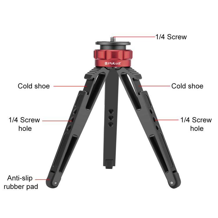 PULUZ Desktop Vlogging Live Tripod Holder with Cold Shoe Bases for DSLR & Digital Cameras, Adjustable Height: 7.5-14.5cm, Desktop Live Tripod
