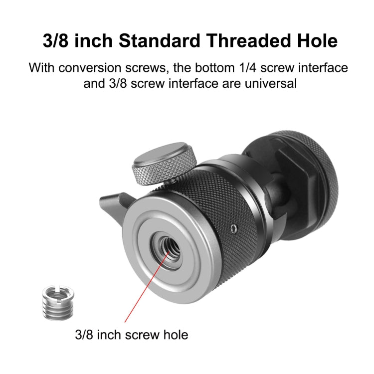 PULUZ Aluminum Alloy Ball Head Tripod Mount with Cold Shoe Base, Cold Shoe Ball Head