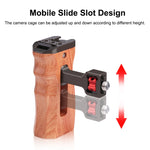 PULUZ 3/8 inch Screw Universal Camera Wooden Side Handle with Cold Shoe Mount for Camera Cage Stabilizer, 3/8 inch Screw(Bronze)